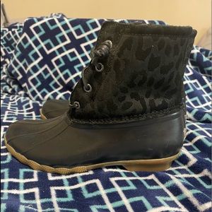 Sperry Duck Boots - Black Leopard